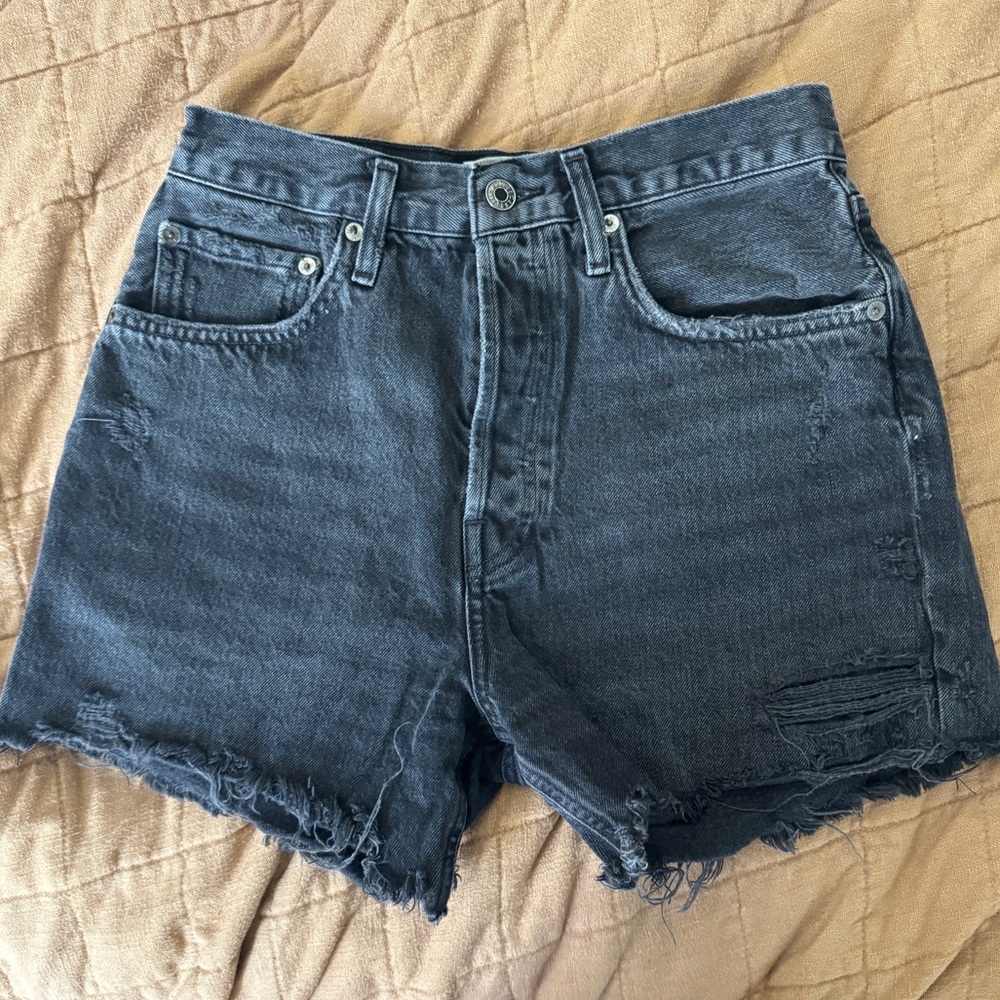AGOLDE Parker Long Short in Fright (Black)